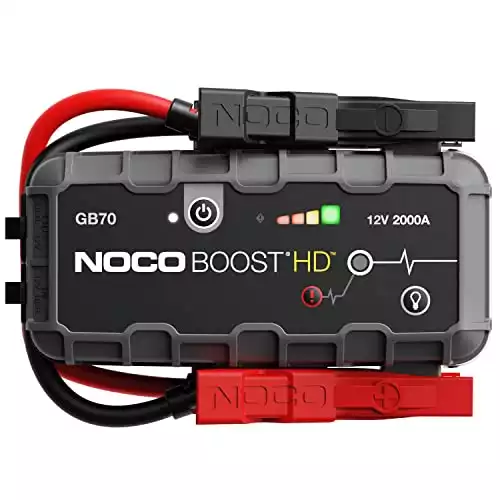 NOCO Boost HD GB70 2000A UltraSafe Car Battery Jump Starter, 12V Battery Booster Pack, Jump Box, Portable Charger and Jumper Cables for 8.0L Gasoline and 6.0L Diesel Engines