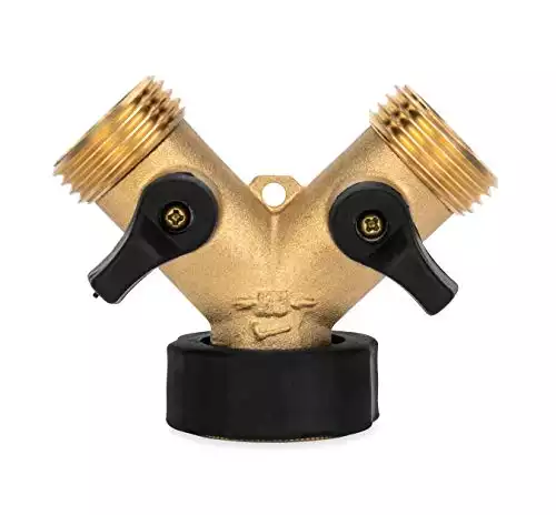 Camco Solid Brass Water Wye Valve- Easy Grip Valve Handles and Simple Water Hose Connection CSA Low Lead Certified - (20123)