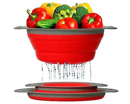Ultimate Kitchen Strainers Set of 2 - Collapsible Silicone Colanders For Easy Storage by Comfify - Use with Pasta & Veggies or as a Fruit or Berry Bowl with Strainer - Irreplaceable for Campers - ...