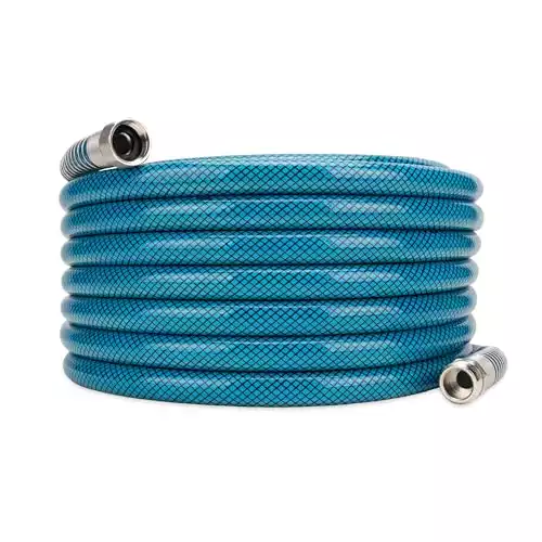 Camco TastePURE 50-Foot Premium Drinking Water Hose | Features a Heavy-Duty Reinforced PVC Construction, Machined Fittings with Strain Relief Ends, and has a 5/8-Inch Inside Diameter (21009)