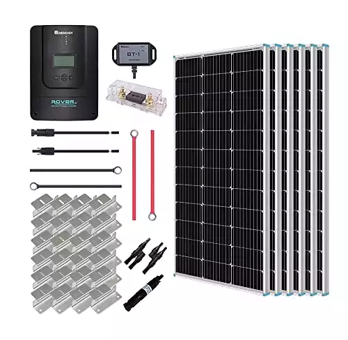 Renogy 600W 12V Monocrystalline Solar Premium Kit with 60A MPPT Charger Controller /Bluetooth Module /Adaptor Kit /Tray Cables /Fuse Cable /Mounting Z Brackets /ANL Fuse /Branch Connectors