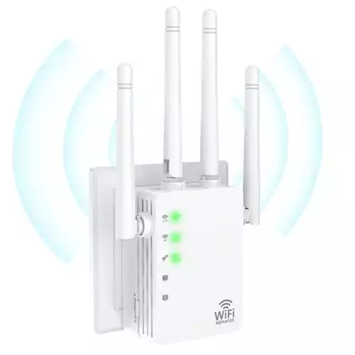 WiFi Extender Signal Booster, Long Range Up to 12880 sq.ft, Internet Amplifier with Ethernet Port, Dual Band Wi-Fi Repeater 1-Tap Setup(5GHz/2.4GHz)
