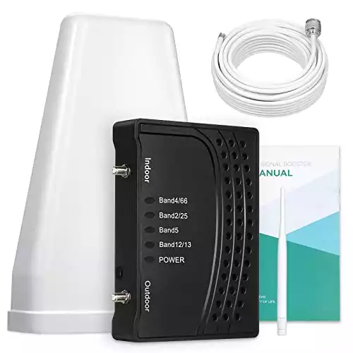 Cell Phone Signal Booster for Home with All U.S Carriers on Band 66/2/4/5/12/13/17/25 | Up to 2,000 Sq Ft |Cell Booster Boost 5G 4G& LTE with Verizon, AT&T, T-Mobile & More | FCC Approved