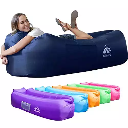 WEKAPO Inflatable Couch Air Lounger Chair - Camping & Beach Accessories, Portable Blow up Sofa for Hiking, Lawn, Indoor/Outdoor Movies & Music Festivals. Lightweight and Easy to Set Up Air Ham...