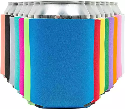 Blank Beer Can Coolers Sleeves (14-Pack) Soft Insulated Beer Can Cooler Sleeves - HTV Friendly Plain Can Sleeves for Soda, Beer & Water Bottles - Blanks for Vinyl Projects Wedding Favors & Gif...